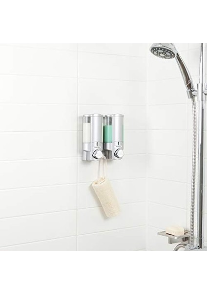 Metrashop Living BLP-76235-1 Aviva Shower Dispenser 2 Chamber Satin Silver