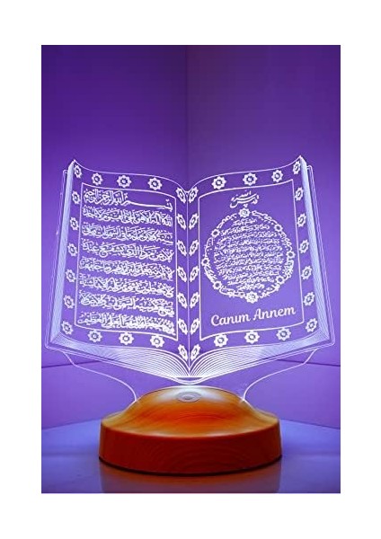 Anneye , Anneler Günü Hediyesi, Canım Annem Hediyesi Kuran-i Kerim 3d Led Lamba, Dini