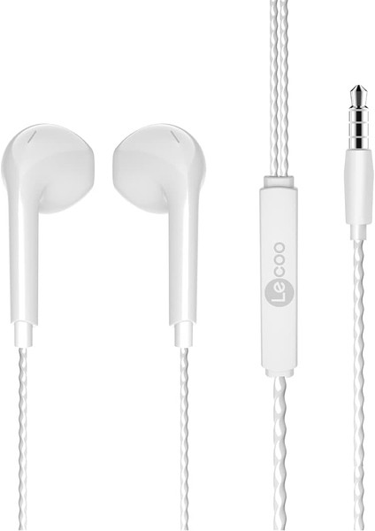 EH104 3.5mm Jack Girişli Gürültü Önleyici Mikrofon Ses Ayarı Panelli Stereo Hd Mikrofon Yüksek Çözünürlüklü Geniş Uyumluluk Ses Spor Iş Kulak Içi Mikrofonlu Kulaklık Beyaz