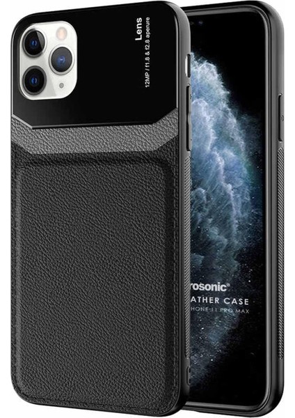 Apple iPhone 11 Pro Max Kılıf Uniq Leather Siyah