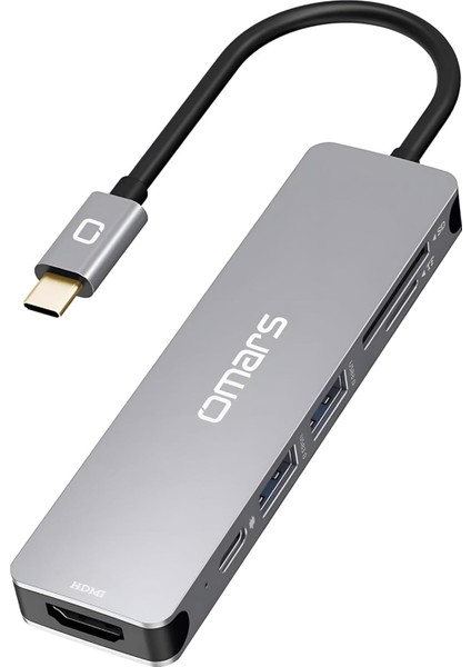 Metrashop 6 Port Type-C USB 3.1 Pd 4K HDMI Video Transferi Sd/tf Kart Uyumlu Hub Dönüştürücü Adaptör