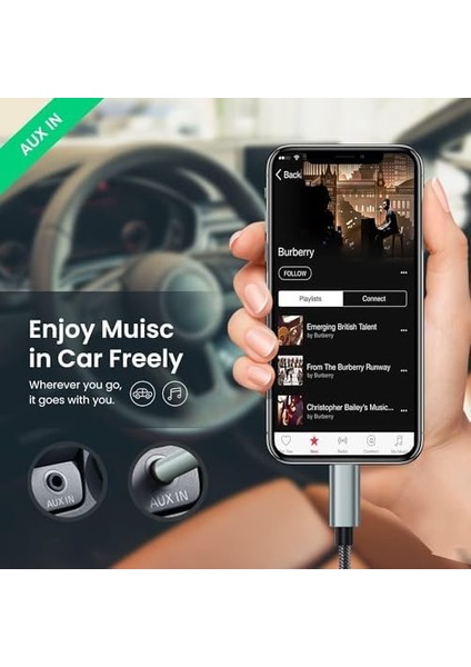 Metrashop Metal Lightning - 3.5mm Aux Ses Kablosu 1mt Jak Adaptörü Dongle Kulaklık Çevirici modelleri