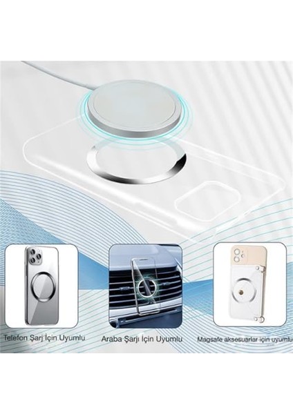 Power Metal Magsafe Halka Yüzük Ring Apple iPhone 8 ve Üstü Model ile Uyumlu Gümüş 4'lü Paket modelleri