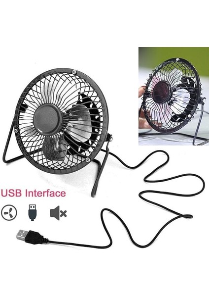 Metrashop Masa Üstü USB Fan Soğutucu Vantilatör Klima USB Girişli Metal Serinletici Fan Mini Vantilatör Fan Klima