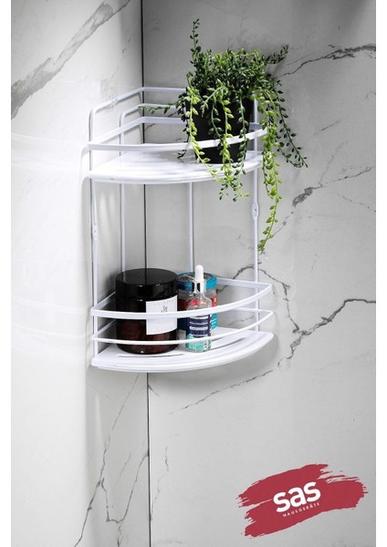 Metrashop Haus Yapışkanlı Ömür Boyu Paslanmaz Kristal Ayarlanabilir Raf Banyo Düzenleyici Şampuanlık Lk-02 Bb