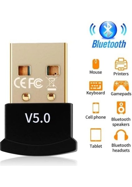 Metrashop AL-BL05 Bluetooth V5.0 USB Doungle Bluetooth Kablosuz Adaptör (Pc Içindir) Tak Çalıştır. Win 7/8/10/11 Uyumlu