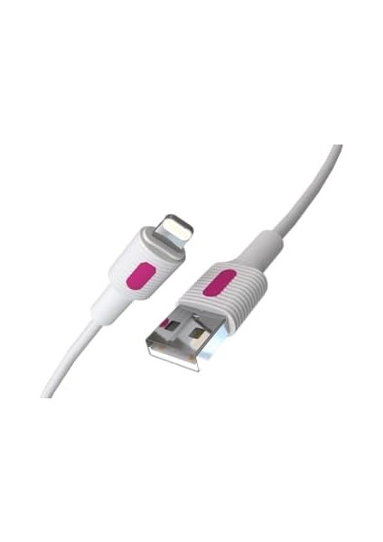 Metrashop Coral iPhone Uyumlu USB A-Lightning Şarj Kablosu, Beyaz Kablo, Fuşya/beyaz Uçlar (120 Cm) modelleri