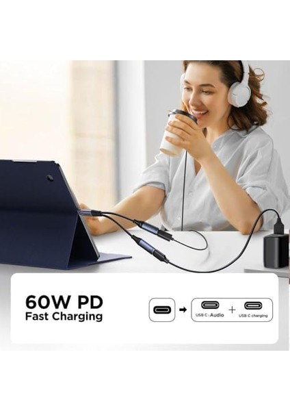 Metrashop SY-C03 Audio-Transfer Serisi 2'si 1 Arada Ses Adaptörü, Siyah