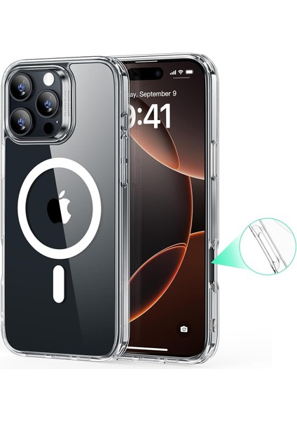 Apple iPhone 16 Pro Için Magsafe Uyumlu Çok Şık Şeffaf Kılıf Kablosuz Şarjlara Uyumlu Full Koruma Sağlayan Şeffaf Kılıf