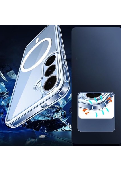 Samsung Galaxy S25 Için Kılıf Kamera Korumalı Magsafe ile Uyumlu Wireless Şarj Özellikli Şeffaf Silikon Kılıf (Şeffaf, Samsung Galaxy S25) modelleri