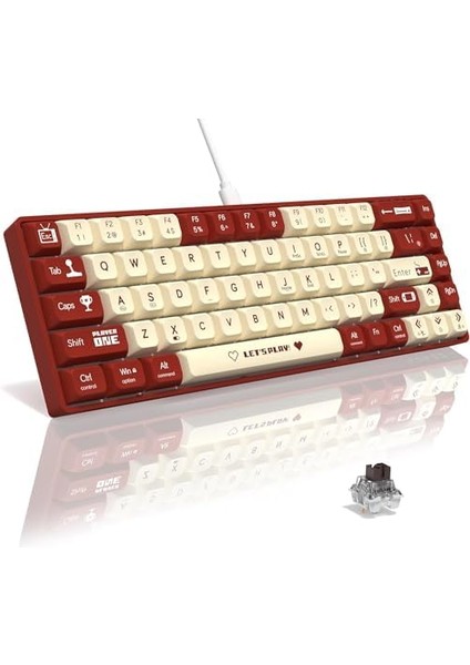 Metrashop AK680 Kahverengi Switch Hot-Swap Kablolu Klavye Rainbow Light Type C Kablolu (Kahverengi Switch)