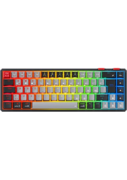 Metrashop Yoru Mini Pro 2.4ghz+Bt5.0+Type-C Bağlantı Red Switch Rgb Mekanik Gaming Oyuncu Klavye Q Tr Hot Swap