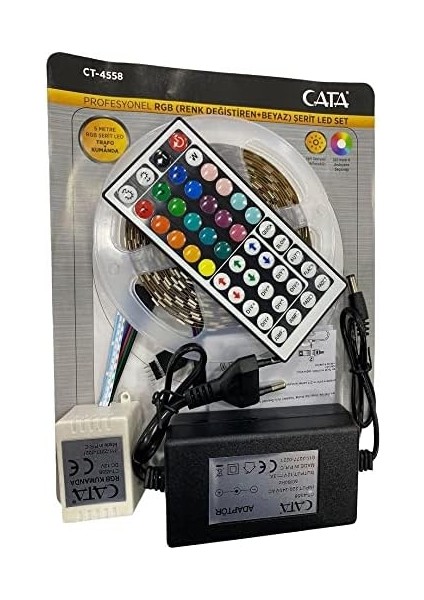 CT-4558 Rgb Şerit LED Seti (5 mt Rgb Led+Trafo+Rgb Kumanda)
