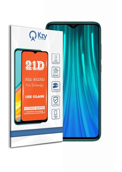 Metrashop Iletişim Xiaomi Redmi Note 8 Pro ile Uyumlu Tam Kaplayan 21D Temperli Ekran Koruyucu Cam