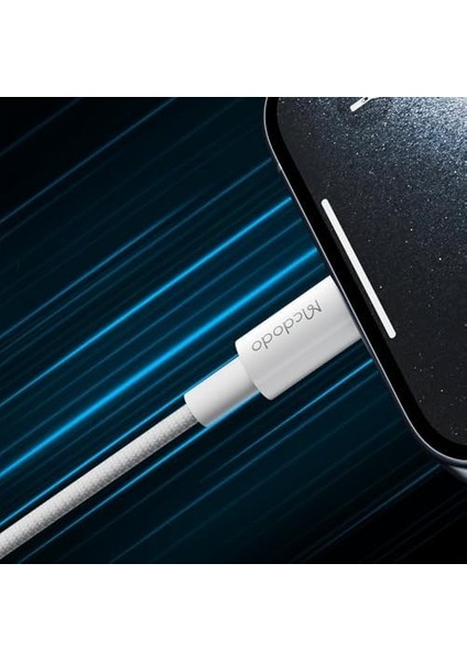 Metrashop CA-2770 60W USB C To USB C Şarj ve Data Kablosu Beyaz 1.2 M