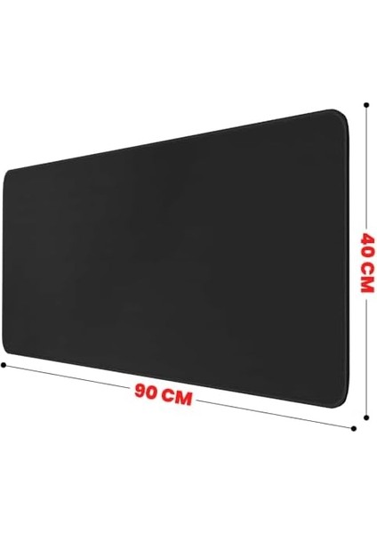 Metrashop Süper Kalite 90X40 Büyük Boy Xxl Mouse Pad Kauçuk Alt Taban, Yumuşak Kumaş Oyuncu Mousepad, Bilgisayar ve Dizüstü Bilgisayar Uyumlu 90 40 Mouse Pad (Düz Siyah)