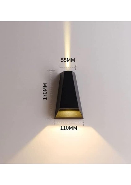 Metrashop Malta 6 W (2X3W) Çift Taraflı LED Modern Dış ve Iç Mekan Aplik Aydınlatma Lamba IP54 Duvar Lambası