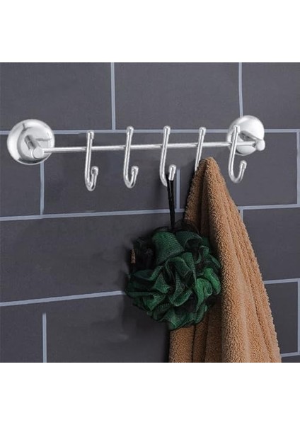 Metrashop Vidalı Askılık 5'li Metal Banyo Lavabo Sağlam Aparat Krom Askılık Elbise Havlu Asma Askı