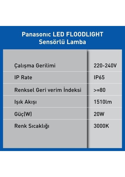 Metrashop LED Floodlıght Sensor 20W 1510LM 3000K