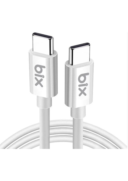 Metrashop BX-UC02C 60W Type-C To Type-C Hızlı Şarj ve Data Kablosu 1.2 Metre Beyaz