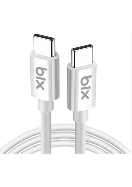 Metrashop BX-UC02C 60W Type-C To Type-C Hızlı Şarj ve Data Kablosu 1.2 Metre Beyaz