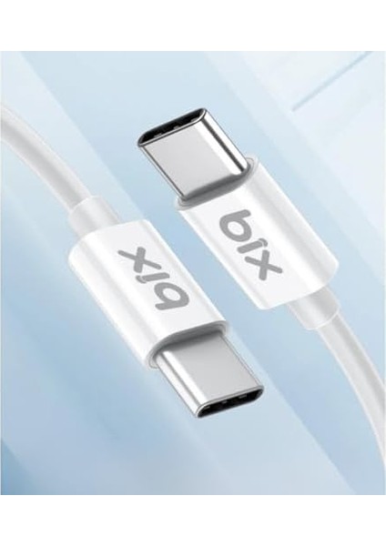 Metrashop BX-UC02C 60W Type-C To Type-C Hızlı Şarj ve Data Kablosu 1.2 Metre Beyaz