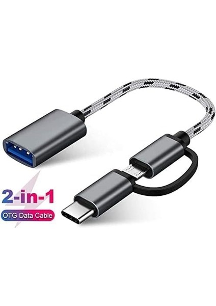 Metrashop 3.0 Otg To Type-C Micro USB Data Şarj Çevirici Dönüştürücü Adaptör