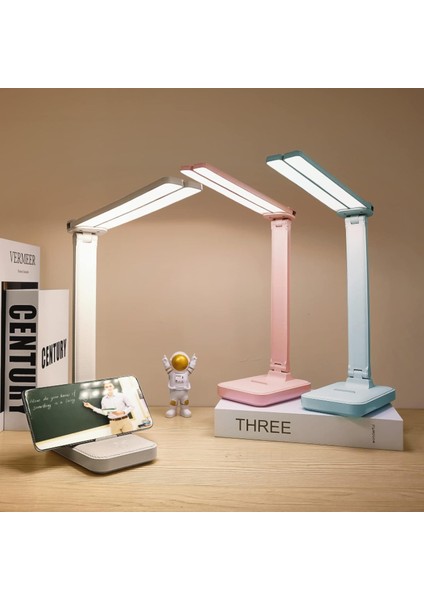 Metrashop Ev Ofis Için Beyaz Masa Lambası, 3 Aydınlatma Modlu Taşınabilir Küçük Masa Lambası, Çocuklar Için Pille Çalışan Şarj Edilebilir Masa Lambası, Okuma, Çalışma, Yurt, Beyaz