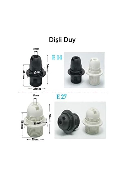 Metrashop Dişli Duy Siyah E27