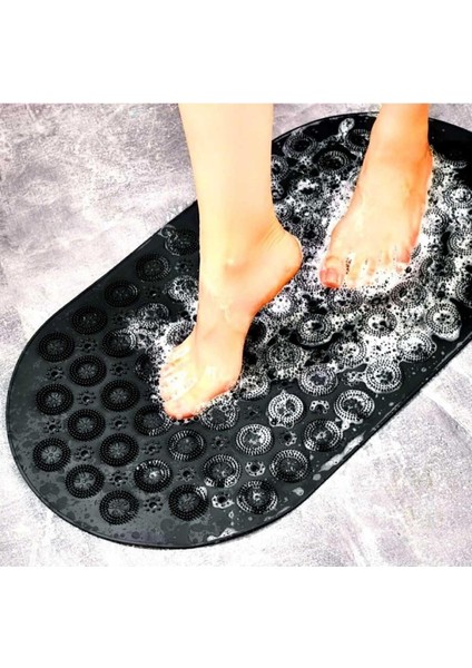 Metrashop Kaydırmaz Duşakabin Banyo ve Duş Paspası Masajlı 37 x 69 cm Siyah SEA142S
