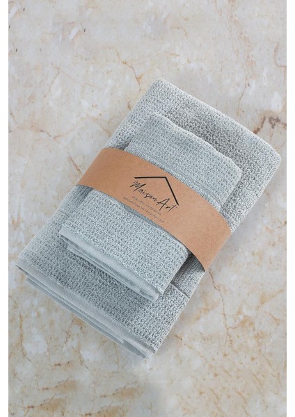 Metrashop Tekstil Royal | 50X90-70X140 cm 4'lü Banyo Havlu SETI,%100 Pamuklu Havlu Takımı Gri