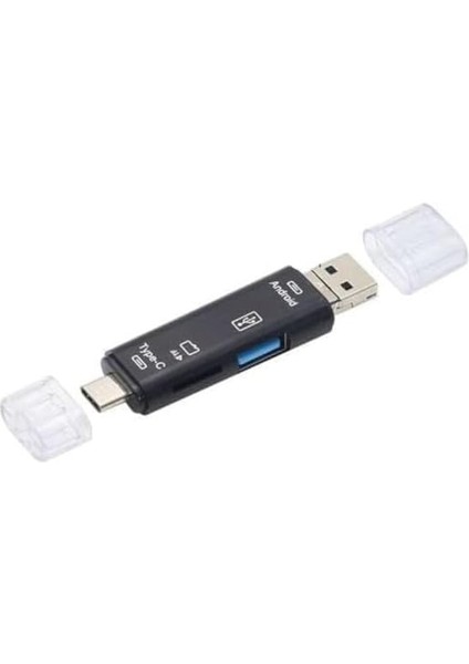 Metrashop Plus PX-5068 Micro Usb/type C To Micro Sd Otg Çevirici, Otg 3in1 Type-C ve Micro USB Tf Çevirici Dönüştürücü Kart Okuyucu