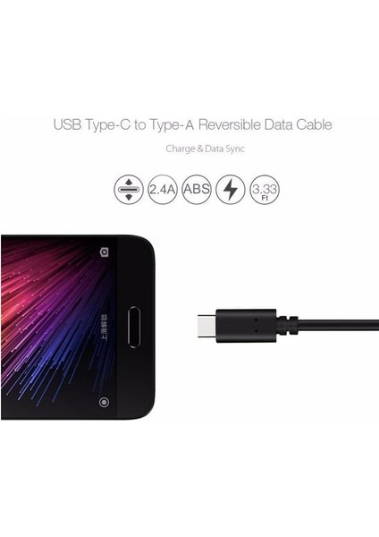 Metrashop C USB 3.1 Veri Aktarım Şarj Kablosu 1 Metre