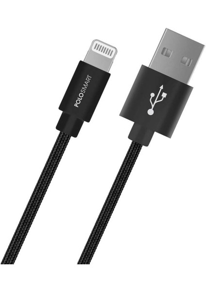 Metrashop PSM07 1 Metre Siyah Lightning (Ios) Hızlı Şarj Kablosu Siyah