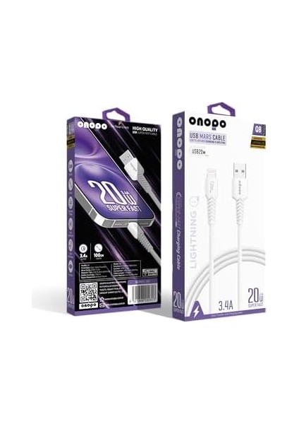 Metrashop Iphone Uyumlu Lightning To USB Kablo 3.4A Uyumlu Hızlı Şarj ve Data Kablosu 1m - Q8 fiyatları