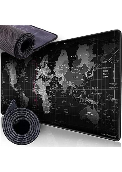 Metrashop 90X40 Büyük Boy Xxl Dünya Desenli Mouse Pad Kauçuk Alt Taban, Yumuşak Kumaş Oyuncu Mousepad, Bilgisayar ve Dizüstü Bilgisayar Uyumlu 90 40 Mouse Pad