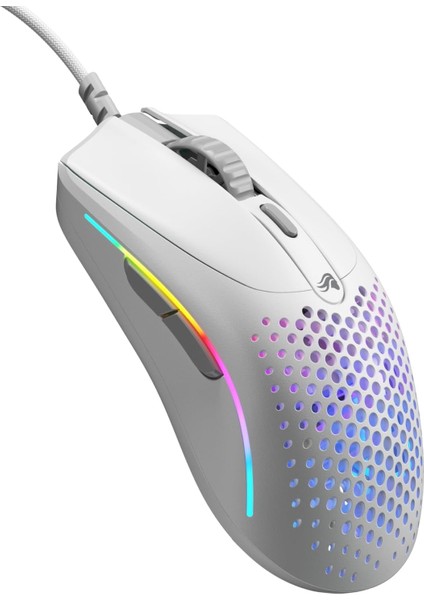Metrashop Model O 2 Mini Beyaz Kablolu Oyuncu Faresi: Hafif 49 Gram, 26K Optik Sensör, 80 Milyon Tıklama, 6 Programlanabilir Düğme, Küçük Ellere Uygun Fare, Fps, Mmo, Moba, Battle Royal Faresi