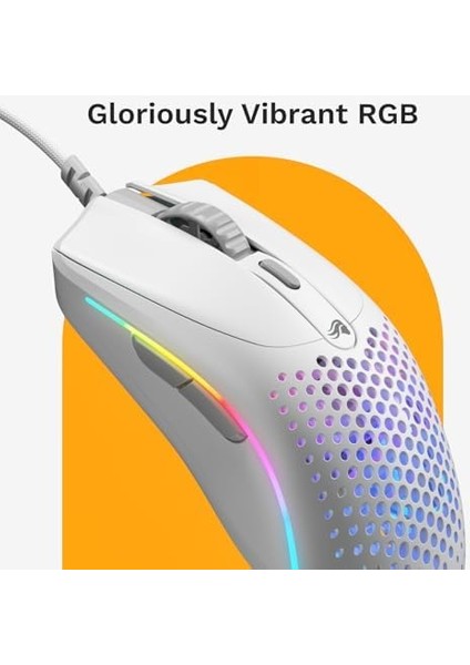 Metrashop Model O 2 Mini Beyaz Kablolu Oyuncu Faresi: Hafif 49 Gram, 26K Optik Sensör, 80 Milyon Tıklama, 6 Programlanabilir Düğme, Küçük Ellere Uygun Fare, Fps, Mmo, Moba, Battle Royal Faresi