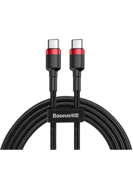 Metrashop Cafule, 20 W 3.0 A Usb-C & Usb-C Hızlı Şarj & Data Aktarımı Kablosu, 1 Metre, Kırmızı - Siyah