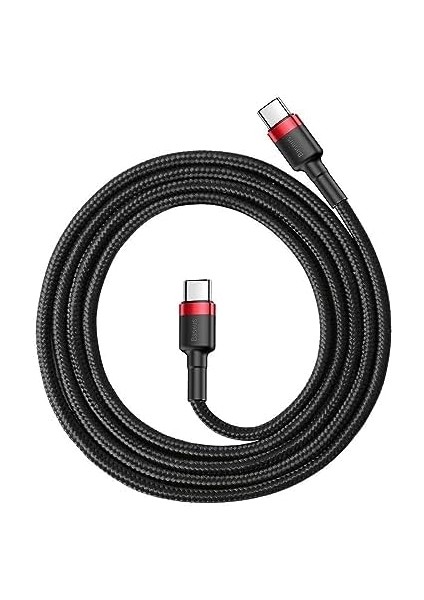 Metrashop Cafule, 20 W 3.0 A Usb-C & Usb-C Hızlı Şarj & Data Aktarımı Kablosu, 1 Metre, Kırmızı - Siyah