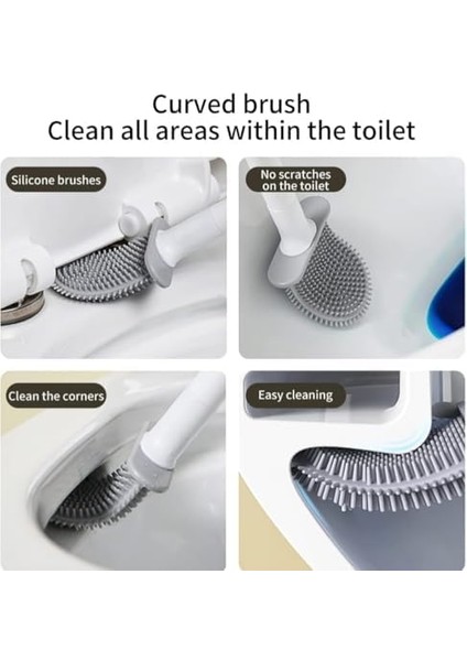 Metrashop High-Tech Silikon Tuvalet Fırçası, Kavisli Tasarım, Çizik Bırakmayan Başlık, Silikon Tuvalet Fırçası, Duvara Yapıştırmalı, Tuvalet, Küvet, Banyo Fırçası, Temizleme Fırçası fiyatları