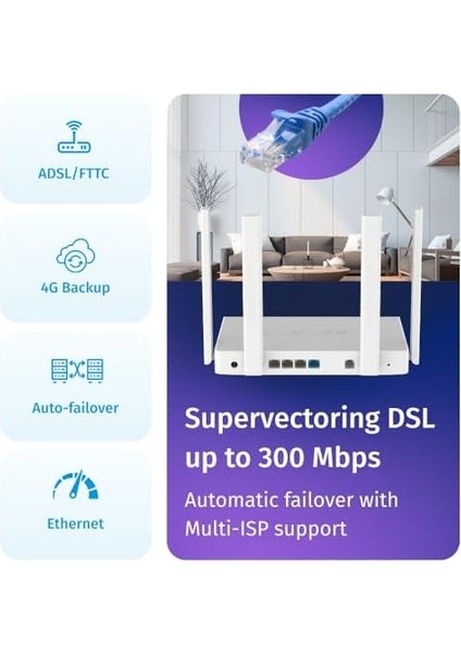 Metrashop Hopper Dsl AX1800 Mesh Wi-Fi 6 Vdsl2/adsl2+ Modem Fiber Router 4X1GBIT/S, Usb3.0 KN-3610