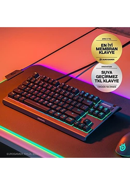 Metrashop Apex 3 Tkl Türkçe Gaming Klavye Tenkeyless, 8 Bölge Rgb Aydınlatma Türkçe Qwerty