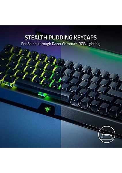 Metrashop Blackwidow V3 Mini Hyperspeed (Sarı Anahtar) - Fantom Puding Keycaps ile %65 Kompakt Oyun Klavyesi (Doğrusal ve Tıklama, Rgb Kroma Aydınlatma) Qwerty | Abd Düzeni, Siyah