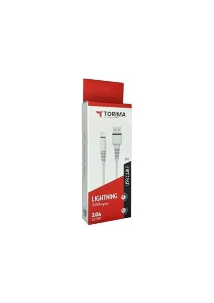 Metrashop Şarj Kablosu 3.0A Iphone To USB Hızlı Şarj Kablosu Torima U10, Beyaz
