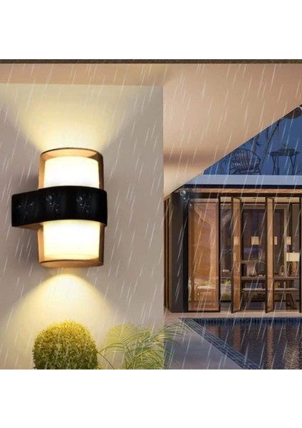 Metrashop 12 W IP54 Bora Iç ve Dış Mekan Duvar LED Aplik Lamba Su Geçirmez 1170 Lümen Bahçe Balkon Teras Koridor Ev LED Aplik