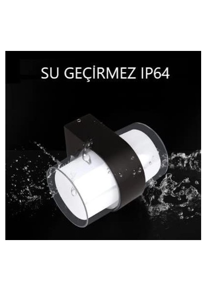 Metrashop 12 W IP54 Bora Iç ve Dış Mekan Duvar LED Aplik Lamba Su Geçirmez 1170 Lümen Bahçe Balkon Teras Koridor Ev LED Aplik