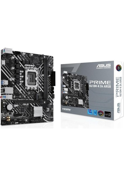 Metrashop Prıme H610M-K D4 Argb Intel H610 LGA1700 Ddr4 3200 HDMI M2 Usb3.2 Aura Rgb Matx 5x Protectıon Iıı, Anakart