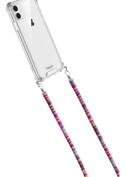 Metrashop Renkli 110 cm Ipli Tüm Telefonlarla Uyumlu ve Boyun Askılı Kumaş Telefon Askısı (Renkli)
