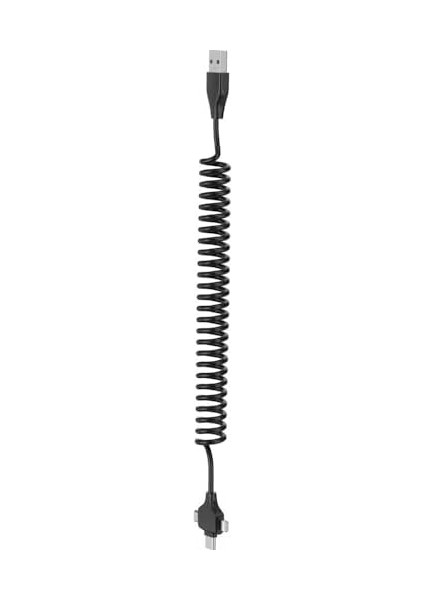 Metrashop Tasarımlı Micro, Type-C ve Lightning To USB 3'ü 1 Arada Şarj Kablosu 1 Metre - Oto Şarj Kablosu